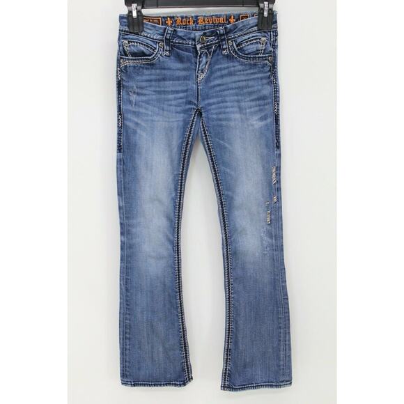 Rock Revival Charlotte Jeans Women's 26x30 Easy Boot Bling Rhinestone pockets - Picture 1 of 12